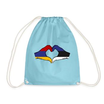 Armenien Estland Flagge Hände Herzform - Turnbeutel - Aqua - Vorne