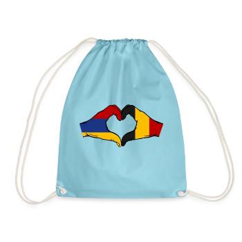 Armenien Belgien Flagge Hände Herzform - Turnbeutel - Aqua - Vorne