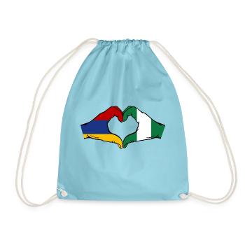Armenien Nigeria Flagge Hände Herzform - Turnbeutel - Aqua - Vorne