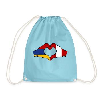 Arménie Pérou Drapeau Mains Coeur Forme - Sac de sport léger - aqua - Devant