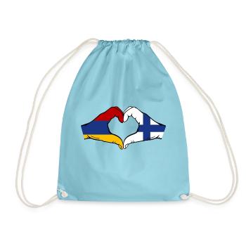 Arménie Finlande Drapeau Mains Coeur Forme - Sac de sport léger - aqua - Devant