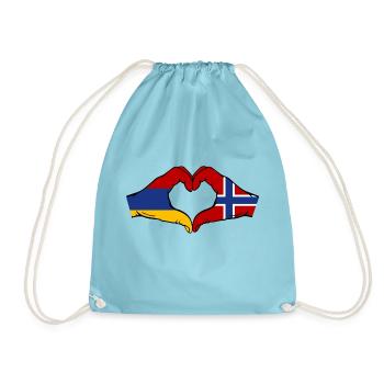 Armenien Norwegen Flagge Hände Herzform - Turnbeutel - Aqua - Vorne