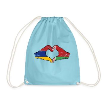 Armenien Belarus Flagge Hände Herzform used - Turnbeutel - Aqua - Vorne