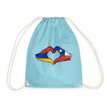 Arménie Chili drapeau mains forme de coeur utilisé - Sac de sport léger - aqua - Devant