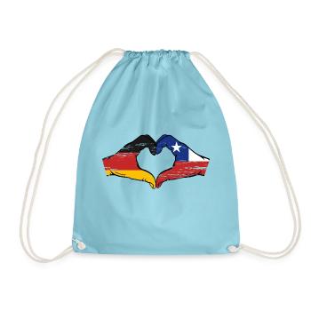 Deutschland Chile Flagge Hände Herzform used - Turnbeutel - Aqua - Vorne