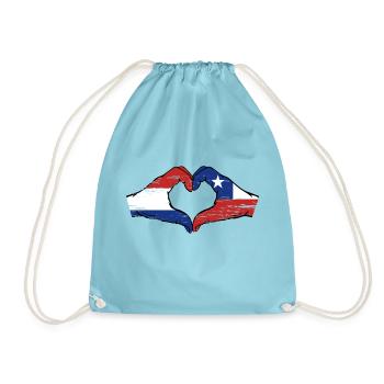 Hollande Chili drapeau mains forme de coeur utilisé - Sac de sport léger - aqua - Devant