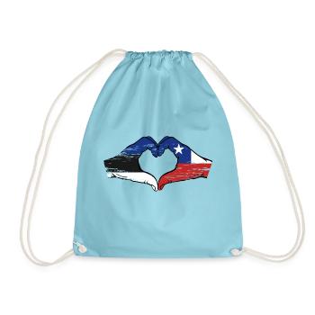Estonia Chile flag hands heart shape used - Drawstring Bag - aqua - Front