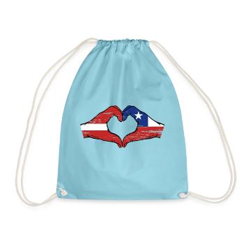 Latvia Chile flag hands heart shape used - Drawstring Bag - aqua - Front