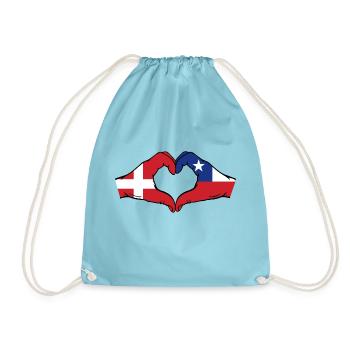 Danemark Chili Drapeau Mains Coeur Forme - Sac de sport léger - aqua - Devant