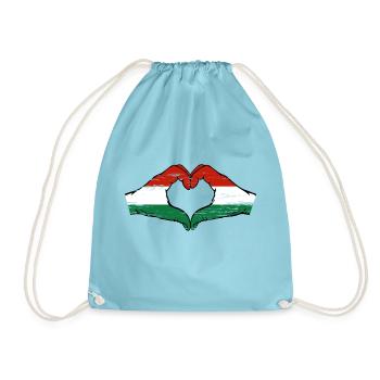 Ungarn Flagge Hände Herzform used - Turnbeutel - Aqua - Vorne