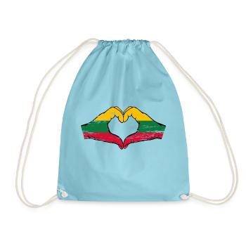 Drapeau de la Lituanie mains forme de coeur utilisé - Sac de sport léger - aqua - Devant