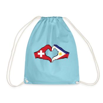 Schweiz Philippinen Flagge Hände Herzform - Turnbeutel - Aqua - Vorne