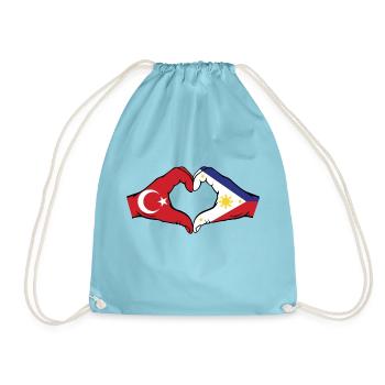 Türkei Philippinen Flagge Hände Herzform - Turnbeutel - Aqua - Vorne