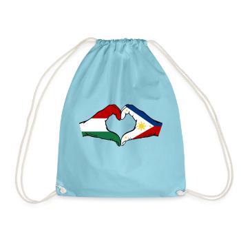 Ungarn Philippinen Flagge Hände Herzform - Turnbeutel - Aqua - Vorne
