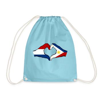 Holland Philippinen Flagge Hände Herzform - Turnbeutel - Aqua - Vorne