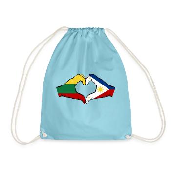 Litauen Philippinen Flagge Hände Herzform - Turnbeutel - Aqua - Vorne