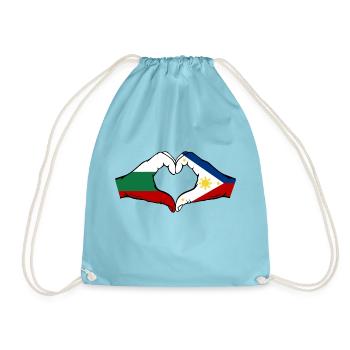 Bulgarien Philippinen Flagge Hände Herzform - Turnbeutel - Aqua - Vorne