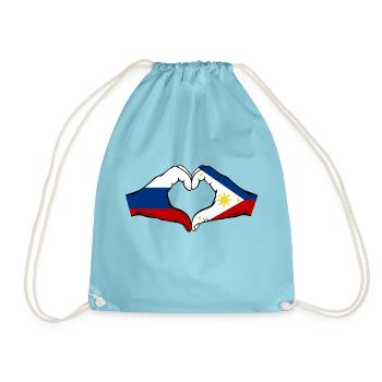 Russland Philippinen Flagge Hände Herzform - Turnbeutel - Aqua - Vorne