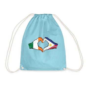 Irlande Philippines drapeau mains forme de coeur utilisé - Sac de sport léger - aqua - Devant