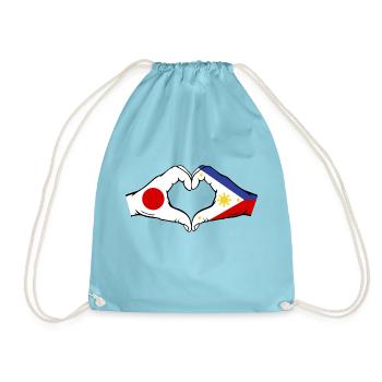 Japan Philippinen Flagge Hände Herzform - Turnbeutel - Aqua - Vorne