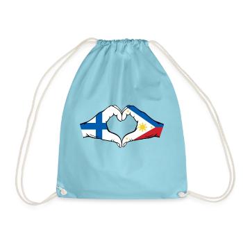 Finlande Philippines Drapeau Mains Coeur Forme - Sac de sport léger - aqua - Devant