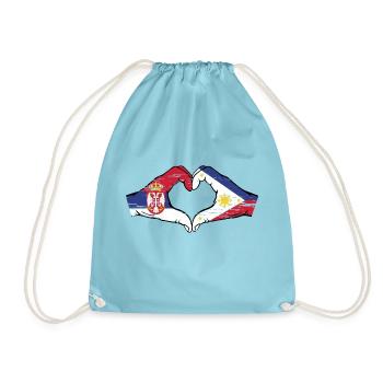 Serbie Philippines drapeau mains forme de coeur utilisé - Sac de sport léger - aqua - Devant