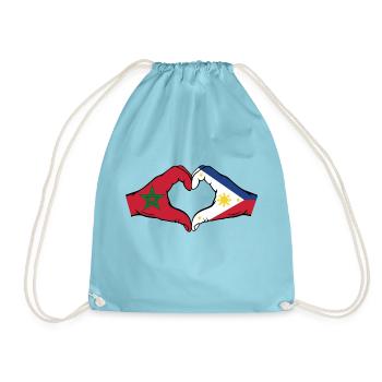 Maroc Philippines Drapeau Mains Coeur Forme - Sac de sport léger - aqua - Devant
