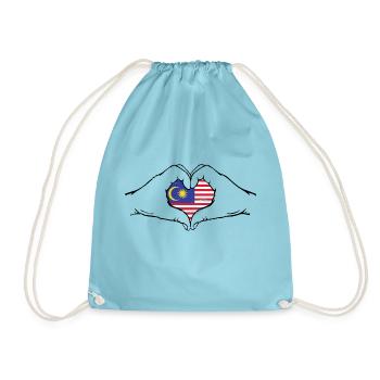 Malaysia Flagge Hände Herzform used - Turnbeutel - Aqua - Vorne