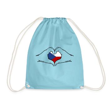 Drapeau de la République tchèque mains en forme de coeur - Sac de sport léger - aqua - Devant