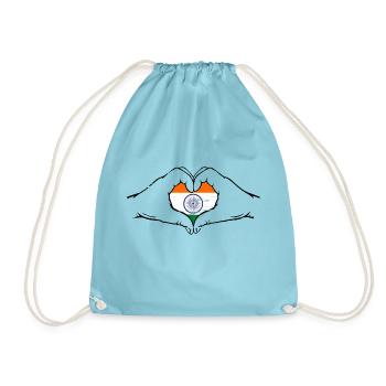 Drapeau de l’Inde Mains Coeur Forme Utilisé - Sac de sport léger - aqua - Devant