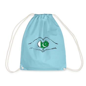Drapeau pakistanais mains forme de coeur utilisé - Sac de sport léger - aqua - Devant