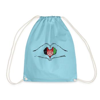 Drapeau de l’Afghanistan mains forme de coeur utilisé - Sac de sport léger - aqua - Devant