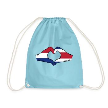 Holland Costa Rica Flagge Hände Herzform - Turnbeutel - Aqua - Vorne