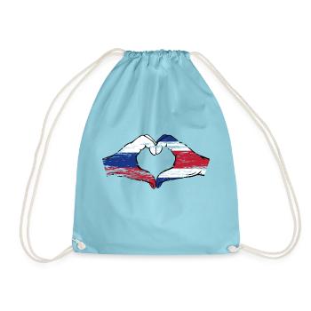 Russie Costa Rica drapeau mains forme de coeur utilisé - Sac de sport léger - aqua - Devant