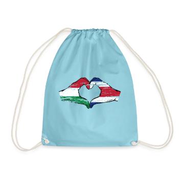 Hongrie Costa Rica drapeau mains forme de coeur utilisé - Sac de sport léger - aqua - Devant
