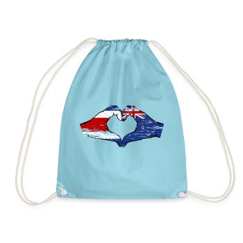 Costa Rica Nouvelle-Zélande drapeau mains forme coeur utilisé - Sac de sport léger - aqua - Devant