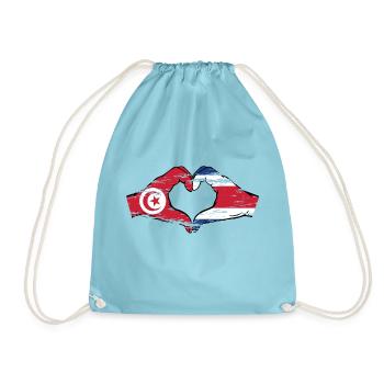 Tunisie Costa Rica drapeau mains forme coeur utilisé - Sac de sport léger - aqua - Devant