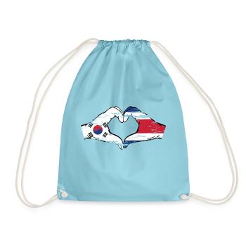 Corée du Sud Costa Rica drapeau mains forme de coeur utilisé - Sac de sport léger - aqua - Devant