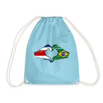 Costa Rica Brésil Drapeau Mains Coeur Forme Utilisé - Sac de sport léger - aqua - Devant