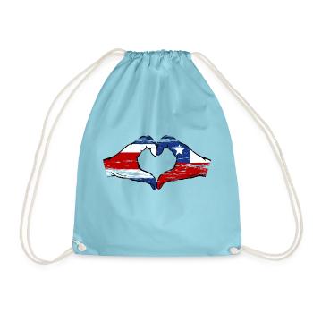 Costa Rica Chili drapeau mains forme de coeur utilisé - Sac de sport léger - aqua - Devant