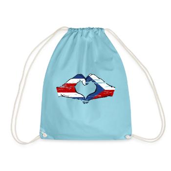Costa Rica Tschechien Flagge Hände Herzform used - Turnbeutel - Aqua - Vorne