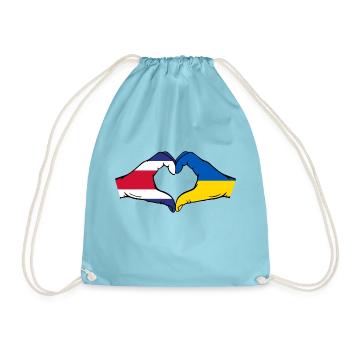 Costa Rica Ukraine Flagge Hände Herzform - Turnbeutel - Aqua - Vorne