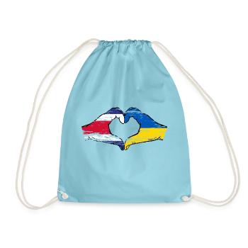 Costa Rica Ukraine Flagge Hände Herzform used - Turnbeutel - Aqua - Vorne