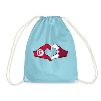 Tunisie Qatar drapeau mains forme coeur - Sac de sport léger - aqua - Devant