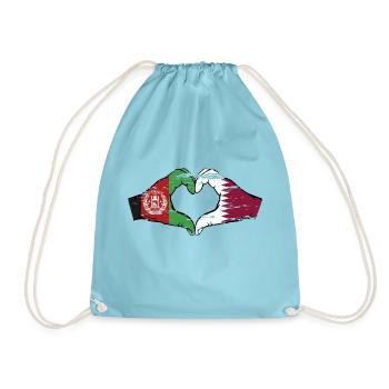Afghanistan Qatar drapeau mains forme de coeur utilisé - Sac de sport léger - aqua - Devant