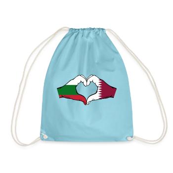 Bulgarien Katar Flagge Hände Herzform - Turnbeutel - Aqua - Vorne