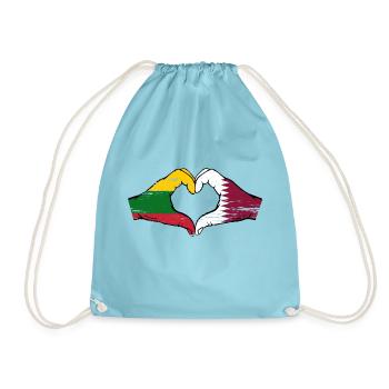Litauen Katar Flagge Hände Herzform used - Turnbeutel - Aqua - Vorne