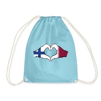 Finlande Qatar drapeau mains forme coeur - Sac de sport léger - aqua - Devant