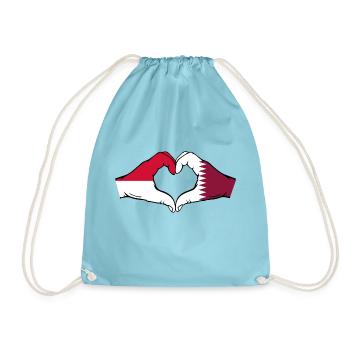 Indonesien Katar Flagge Hände Herzform - Turnbeutel - Aqua - Vorne