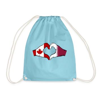 Kanada Katar Flagge Hände Herzform - Turnbeutel - Aqua - Vorne